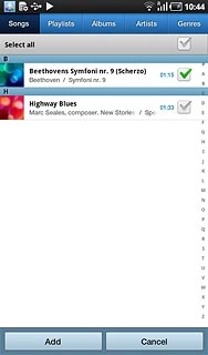 When the box next to an audio file is ticked (V), it's selected.