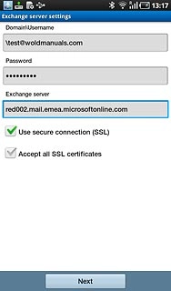 Press Use secure connection (SSL) to turn SSL encryption on or off.