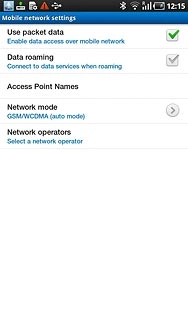 Press Data roaming to turn data roaming on or off.