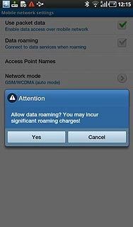 If you turn on data roaming:Press Yes to confirm.