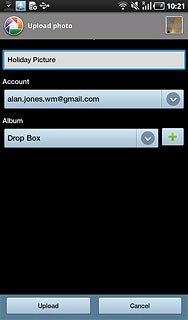 Key in text for the picture.Press Upload.