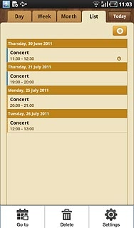 Press Settings.Follow the instructions on the display to select the required settings for the calendar.