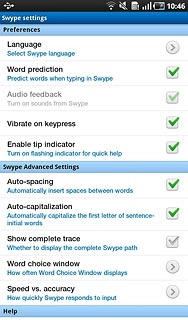 Press Word prediction to turn the function on or off.