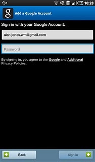 Press Password and key in the password for your Google account.