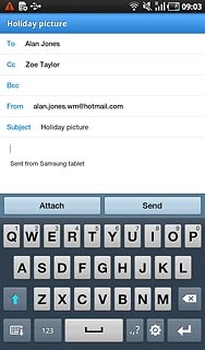 Press the message field.Write the text for your email message.