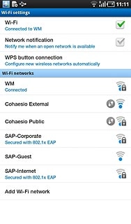 A list of Wi-Fi networks within range is displayed.Press the required network.