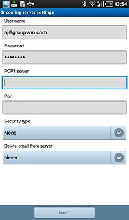 Press the field below POP3 server and key in the name or IP address of your email provider's incoming server.