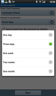 Press the required frequency.Please note: Each time your device connects to the server to synchronise, data charges will apply.