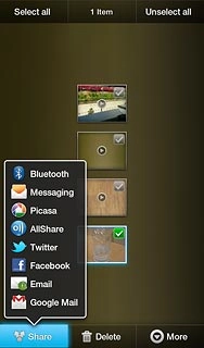 Press Email.An email message containing the picture or video clip is created.Key in the first letters of the required contact.Matching contacts are displayed.