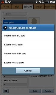 Press Import from SIM card.