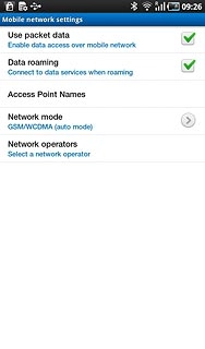 Press Use packet data to activate or deactivate data connections.