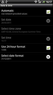 Press Automatic to turn automatic date and time update on or off.