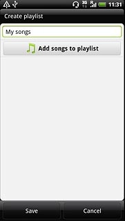 Press Add songs to playlist.Go to the required audio files.