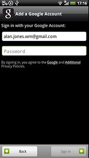 Press Password and key in the password for your Google account.