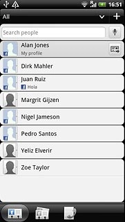 Press the required contact.The contact details are displayed.
