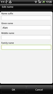Press the field below Family name and key in the required last name.