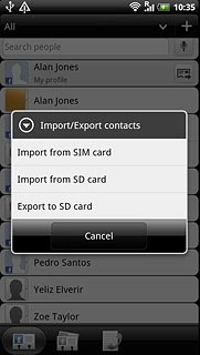 Press Import from SIM card.