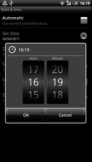 Slide the numbers up or down to set the time.