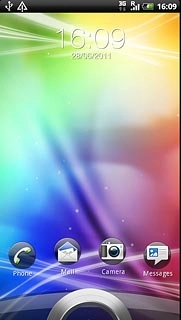 Press the ring at the bottom of the display and drag it upwards.