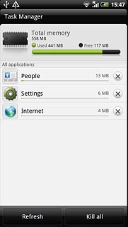 To end an application:Press X next to the required application.