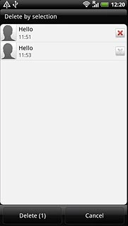 When the box next to a text message is marked (X), the text message is selected.