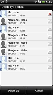 When a picture message is marked (X), it's selected.