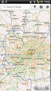 Press Search Maps and key in the required destination.Results matching what you key in are displayed.
