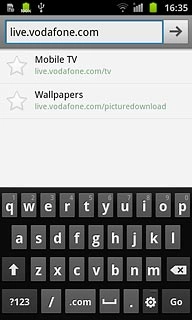 Key in the address of the required web page and press Go.