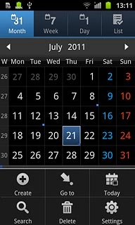 Press Settings.Follow the instructions on the display to select the required settings for the calendar.
