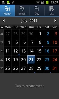 Press one of the following options at the top of the display:Month