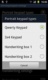 Press Qwerty Keypad, 3x4 Keypad, Handwriting box 1 or Handwriting box 2.
