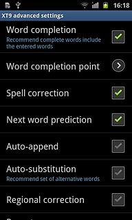 Press Word completion to turn the function on or off.