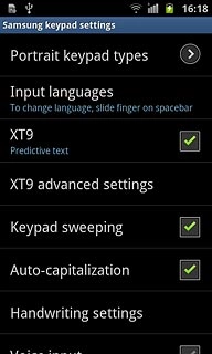 Press XT9 advanced settings.
