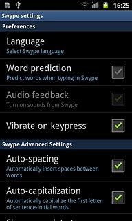 Press Word prediction to turn the function on or off.