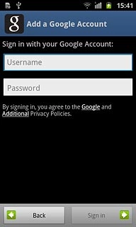 Press Username and key in the username for your Google account.