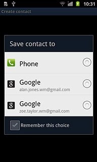 Press Phone or the required email account.