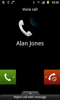 Press the accept call icon and drag the icon right.