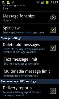 Press Delivery reports below Text message (SMS) settings to turn the function on or off.