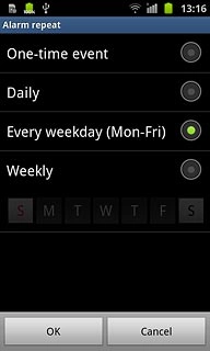 Press the required setting.