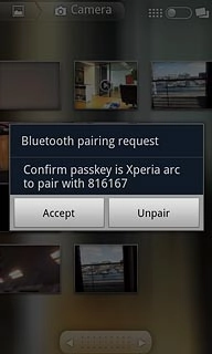 Check that the same access code is displayed on both devices and press Accept.The file is sent.