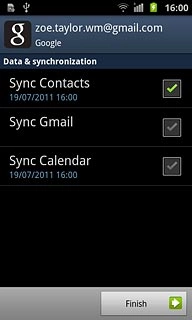Follow the instructions on the display to select backup settings.Press Finish.