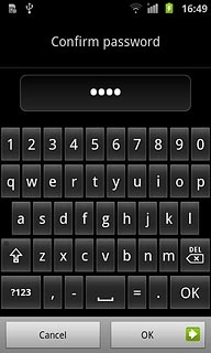 Key in the phone lock code again and press OK.