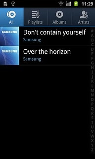 Press the required category at the top of the display.Go to the required audio file or playlist.