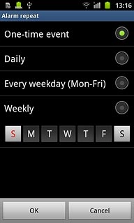 If you select One-time event or Weekly: