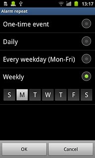 When a day is displayed on a grey background, it's selected.
