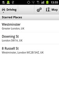 Your favourite locations are displayed.Press the required destination.