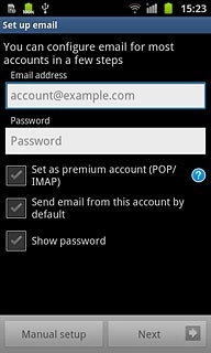 Press account@example.com and key in your email address (such as name@provider.com).