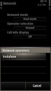 Press the required network.Your display will tell you if you have access to the network you've chosen.