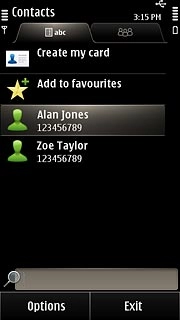 Press the required contact.The contact details are displayed.