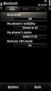 Press Bluetooth to select On.